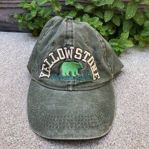VTG LUCKY 7 YELLOWSTONE NATIONAL PARK Hat Men's Green Adjustable Cap USA​